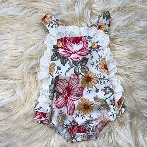 Floral cross back romper
